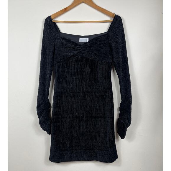 New Rebecca Vallance Senna Ribbed Velvet Mini Dress in Black Women's Size 8 - Picture 4 of 11